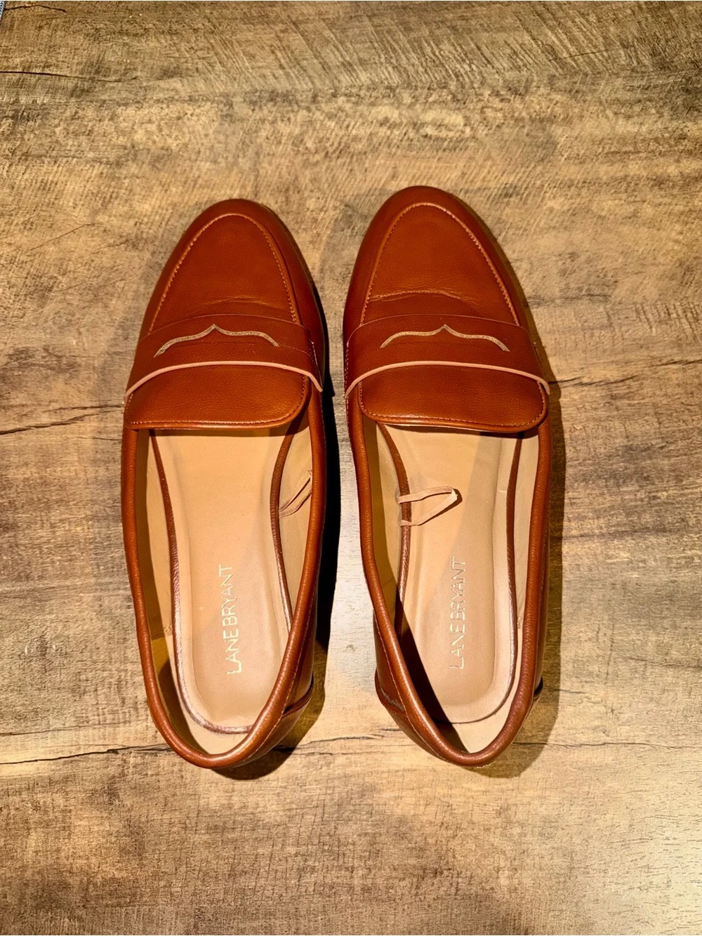Lane Bryant Women’s Cognac Brown Penny Loafers Size 11W